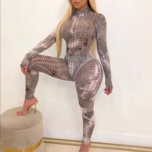 Club wear jumpsuit -Gray size L